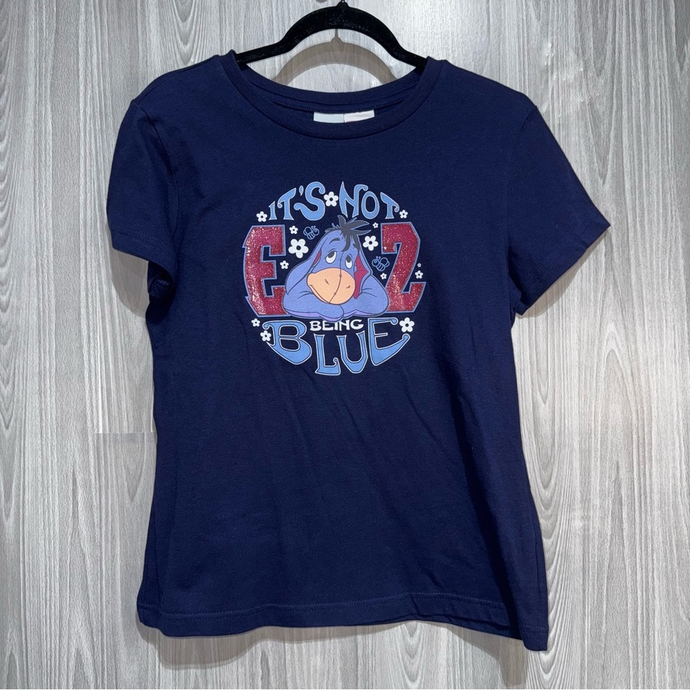 Disney Eeyore Winnie‎ The Pooh Navy Graphic Tshirt Short Sleeve Y2K NWT Sz M
